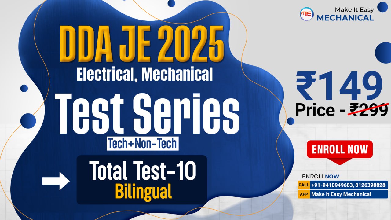 DDA JE 2025 Test Series | Electrical & Mechanical | Tech + Non-Tech